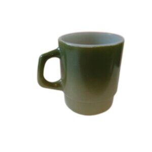 Vintage 1950s Milk Glass Fire-King Coffee Mug Green Ombre Retro Kitchen